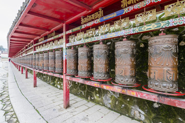 Tibetan prayer wheels at the famous Kumbum Monastery in Qinghai Province, China