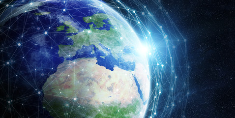 Data exchange and global network over the world 3D rendering