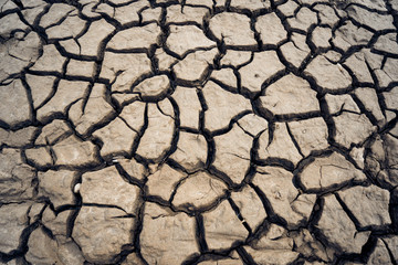 View of dried cracked mud in Nanchang,China.