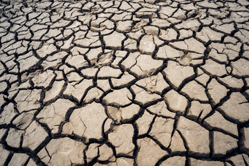 View of dried cracked mud in Nanchang,China.
