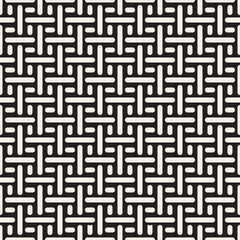 Trendy monochrome twill weave. Vector Seamless Black and White Pattern.