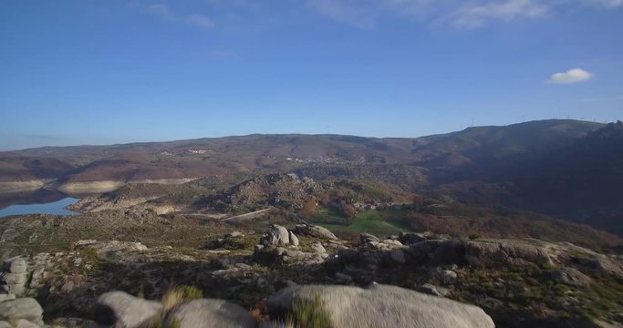 Aerial, Flight Over Stony Desert At Cela, Portugal - Native Material, straight out of the cam