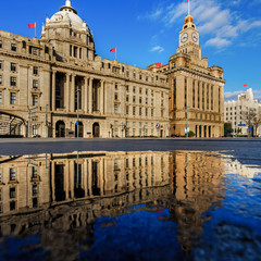 Fototapeta premium town square in financial district,Shanghai of China.