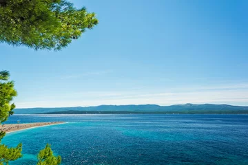 Photo sur Plexiglas Plage de la Corne d'Or, Brac, Croatie Belle vue mer avec plage Zlatni Rat ou Golden Cape