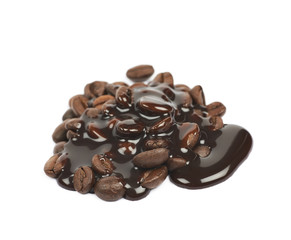 Pile of roasted coffee beans isolated