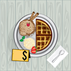 foods objects waffle icecream drawing graphic  design  template