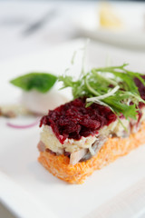 Dressed herring appetizer, Russian cuisine dish