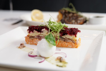 Dressed herring appetizer, Russian cuisine dish