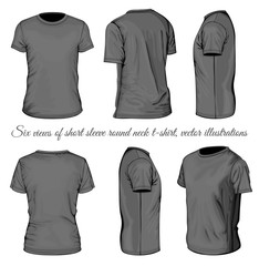 Six views of black t-shirt