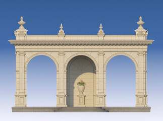 Fototapeta premium arcade with ionic pilasters in classic style. 3d render