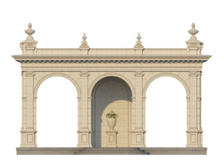 Fototapeta na wymiar arcade with ionic pilasters in classic style. 3d render