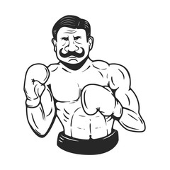retro style boxer illustration. Vector illustration.