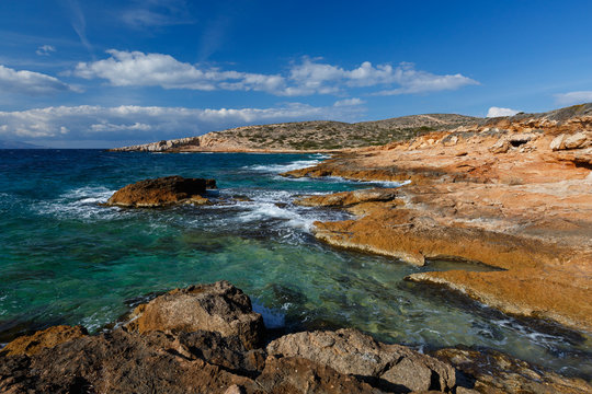 View of the north coast landscape on Donoussa island.
