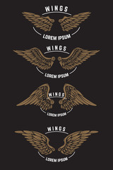 Set of vintage emblem templates with wings. Design elements for logo, label, emblem, poster. Vector illustration