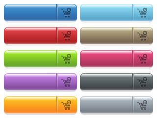 Secure shopping icons on color glossy, rectangular menu button