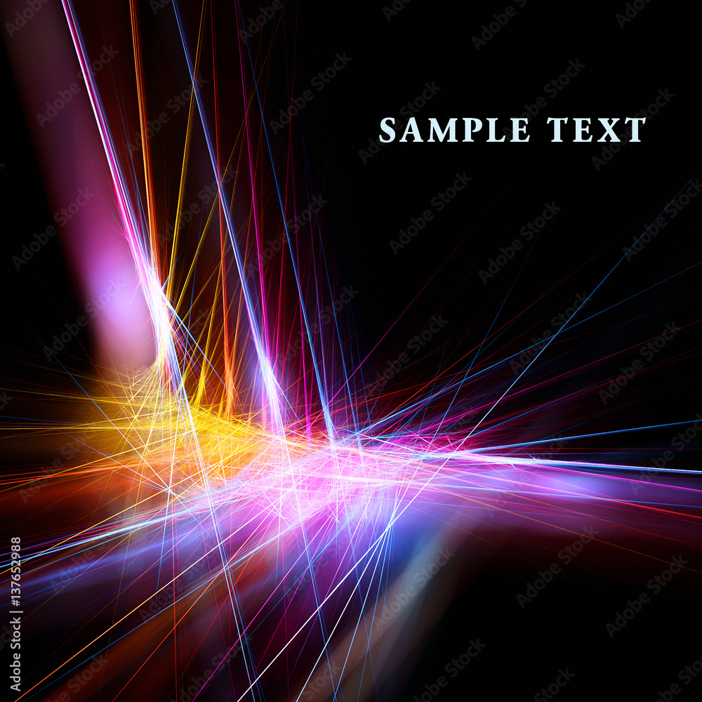 Poster Abstract bright sparkle fractal on black background