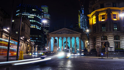 Naklejka na ściany i meble Royal Stock Exchange in London in night