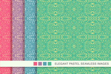 Elegant seamless pastel background set star geometry cross flower