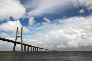 The Vasco da Gama Bridge, Lisbon, view from the Nations Park 