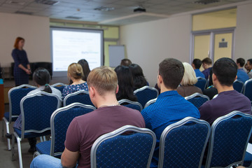 The image of a conference in a conference hall