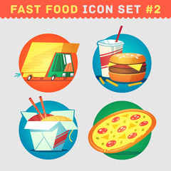 Fast food icon set. Vector illustration.