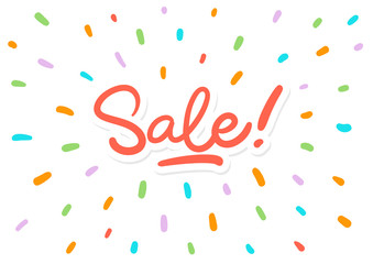 Sale vector lettering postcard with bright splash effect