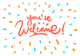 You are welcome vector lettering logo postcard splash