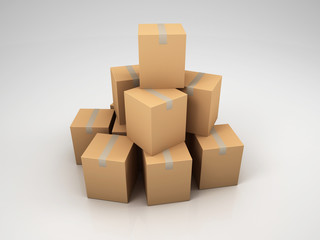 Cardboard Boxes isolated on white background, 3d