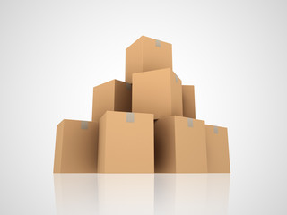 Cardboard Boxes isolated on white background, 3d