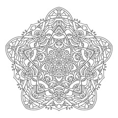 Hand drawn element. Black and white. Mandala. Vector illustration.