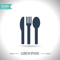 Knife, fork and spoon icon