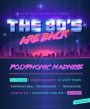Party poster. The 80's Night Party.   
