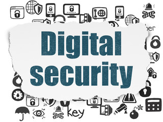 Protection concept: Digital Security on Torn Paper background