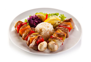 Kebabs - grilled meat and vegetables 