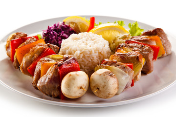 Kebabs - grilled meat and vegetables 