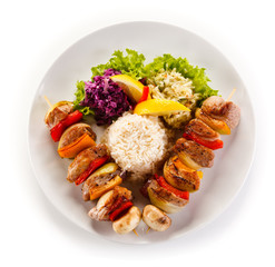 Kebabs - grilled meat and vegetables 