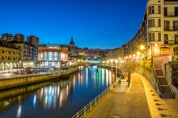 Naklejka premium sunrise at ribera foodmarket in Bilbao, Spain
