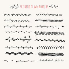 Obraz premium Set hand drawn line border.