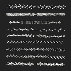 Obraz premium Set hand drawn line border.