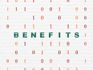 Finance concept: Benefits on wall background