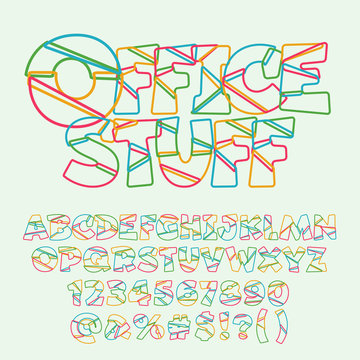 Vector colorful set of letters, numbers and symbols