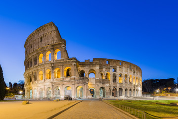 Fototapeta na wymiar The Colosseum landmark in Rome, Italy in the morning.