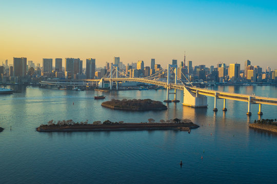 View of Tokyo city skyline in Odaiba-Tokyo, Japan