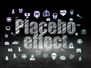 Health concept: Placebo Effect in grunge dark room
