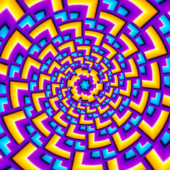 Multicolored background with flower in techno style (spin illusion)