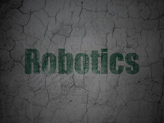 Science concept: Robotics on grunge wall background