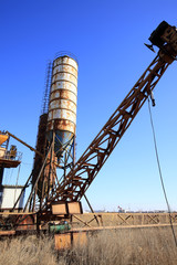 Concrete mixing tower. Concept of on-site construction facility