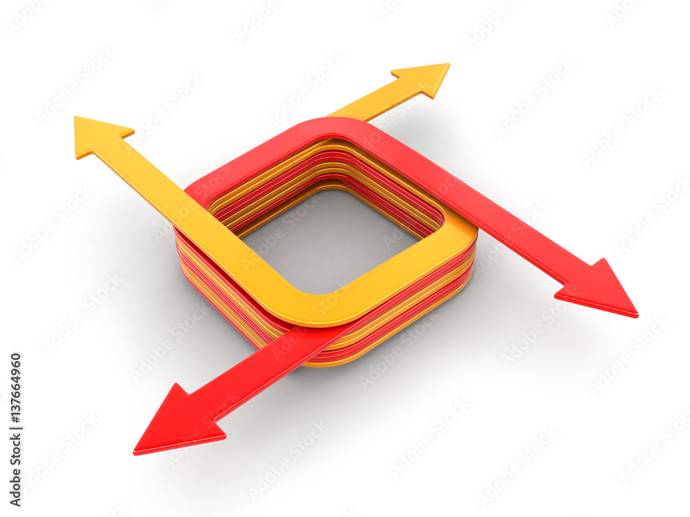 Poster 3d image of arrows in different directions. image with clipping path