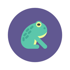 A green sitting frog