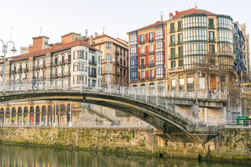 reflections at vintage Bilbao houses, Spain